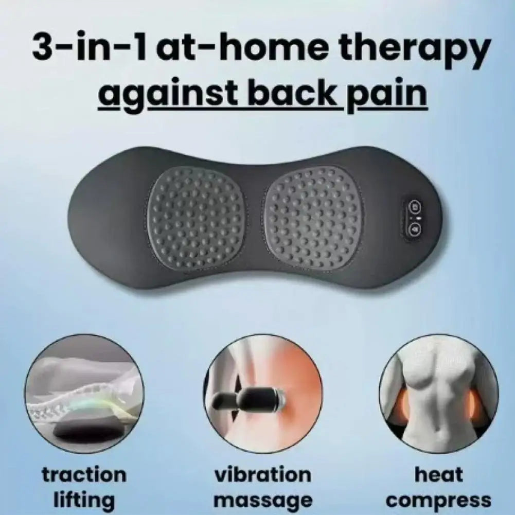 3-in-1 Back Massager Pillow Spinal Traction, Heat Therapy, Vibration Massage Relieve Soreness, Fatigue Neck Waist Support Pillow