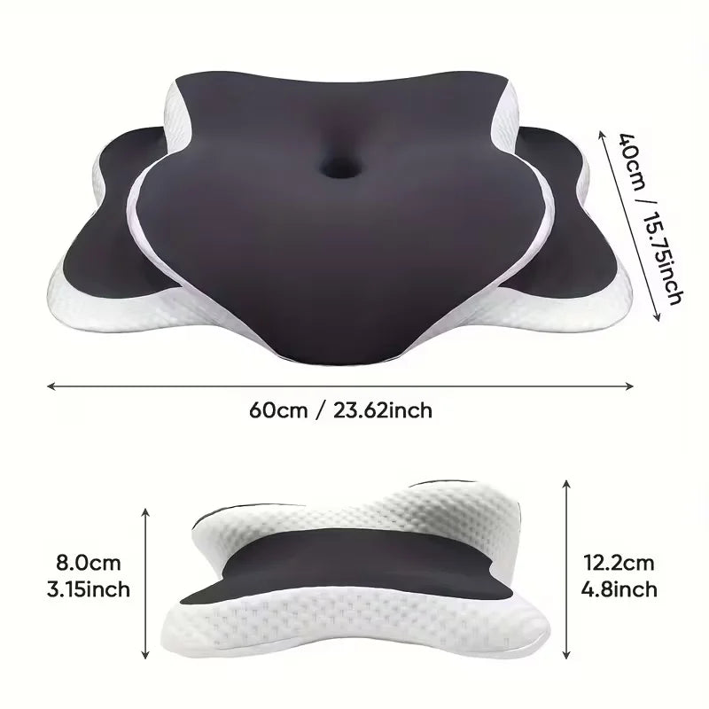 Cervical Memory Foam Butterfly Pillow for Neck Pain Relief, Ergonomic Orthopedic Pillow for Side, Back & Stomach Sleepers, Breathable Removable Cover