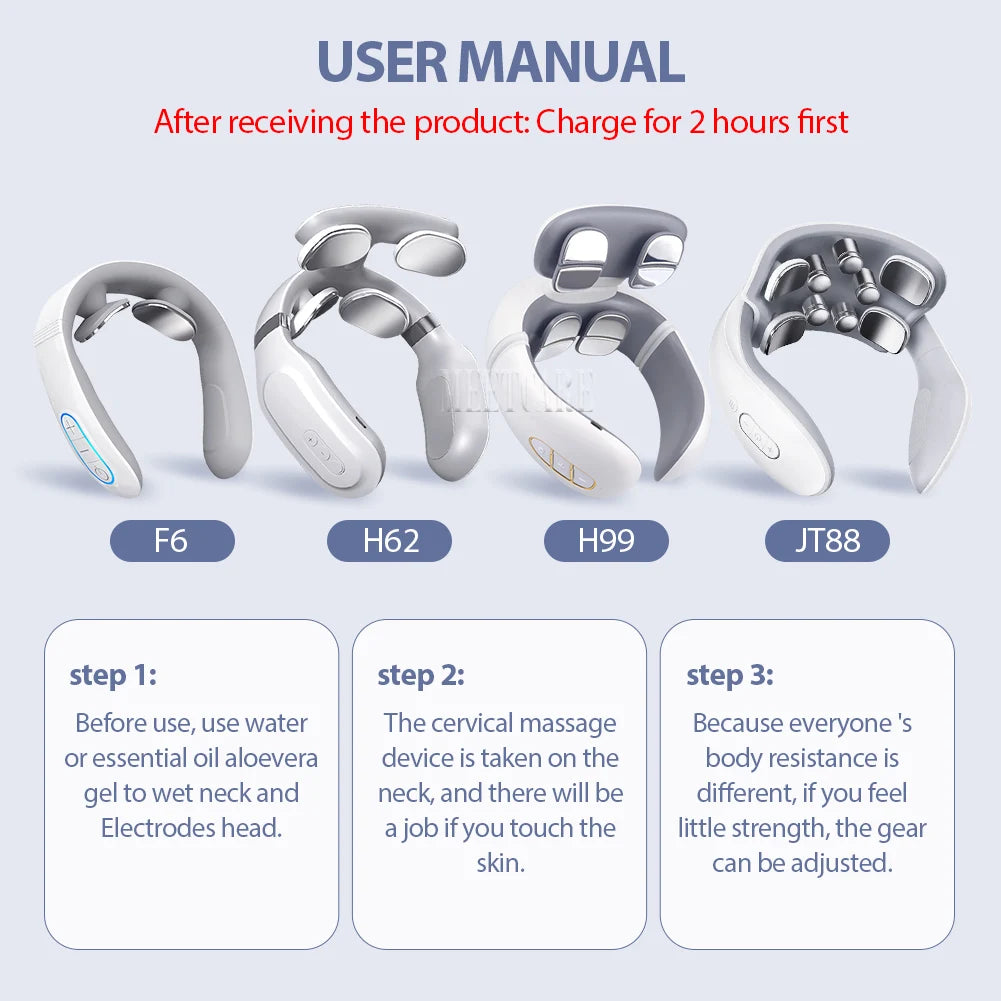 Smart Back Neck Massager with Heating TENS Pulse Cervical Muscle Massage Wireless Shoulder Health Care Device