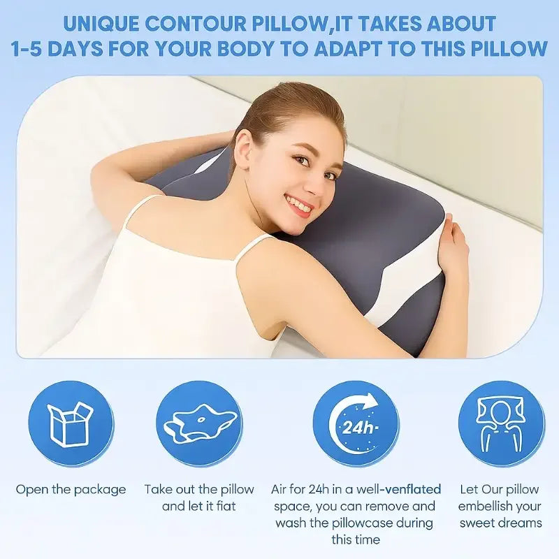 Cervical Memory Foam Butterfly Pillow for Neck Pain Relief, Ergonomic Orthopedic Pillow for Side, Back & Stomach Sleepers, Breathable Removable Cover