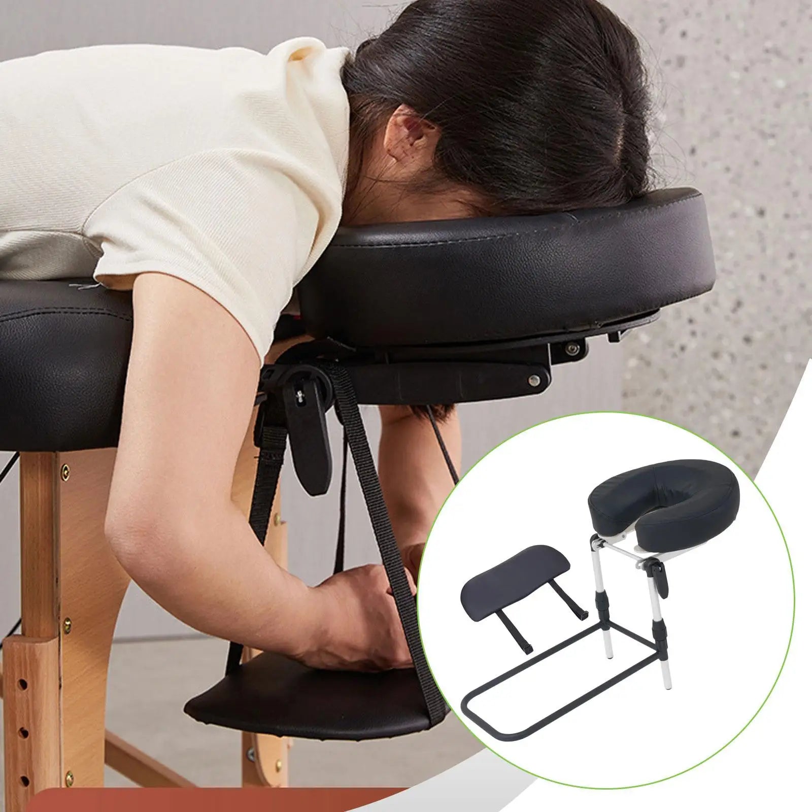 Massage Headrest for Bed, Adjustable Massage Face Cradle at Home, Portable Massage Table Kit for Sleeping Mattress, Face Down Pillow After Eye Surgery (with Armrest Shelf & Breast Pillow)