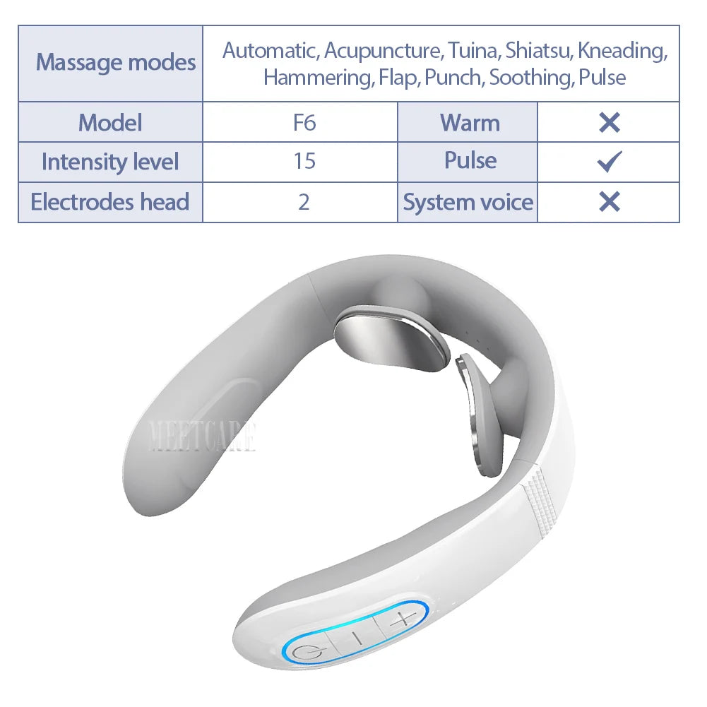 Smart Back Neck Massager with Heating TENS Pulse Cervical Muscle Massage Wireless Shoulder Health Care Device