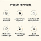 Air Aroma Humidifier Essential Oil Diffuser Mini Fireplace Flame Humidifier Home Aromatherapy Fragrance Diffuser with LED Night
