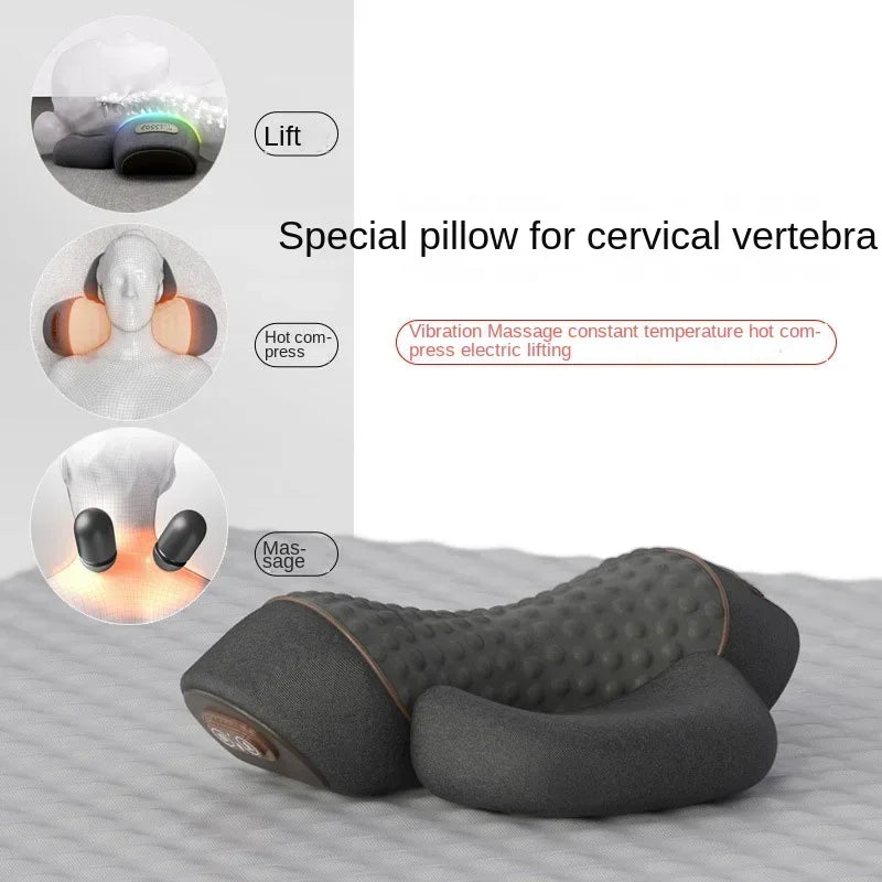 3-in-1 Neck Massager Pillow with Heat, Deep Tissue Relief & Neck Traction, Cervical Support & Hump Corrector for Women and Men, Memory Foam Support for Pain Relief Deep Tissue