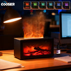 Air Aroma Humidifier Essential Oil Diffuser Mini Fireplace Flame Humidifier Home Aromatherapy Fragrance Diffuser with LED Night