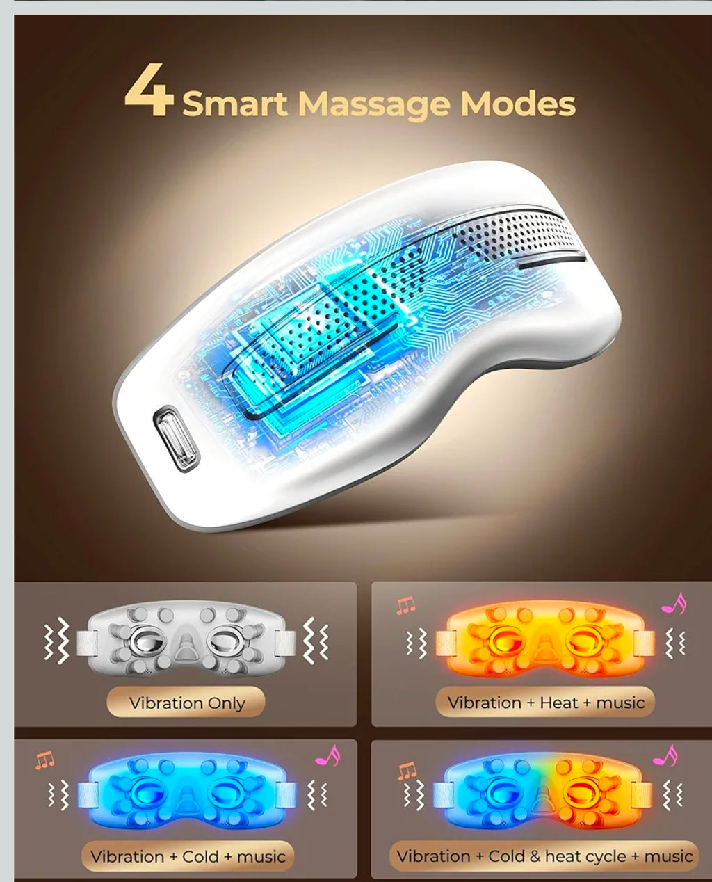 Smart Electric Eye Massager Dual-Purpose Rechargeable Hot Cold Compress Relaxation Gift for Eye Care