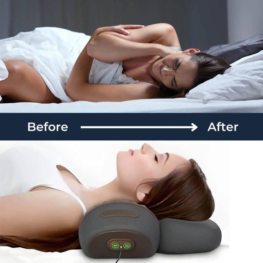 3-in-1 Neck Massager Pillow with Heat, Deep Tissue Relief & Neck Traction, Cervical Support & Hump Corrector for Women and Men, Memory Foam Support for Pain Relief Deep Tissue