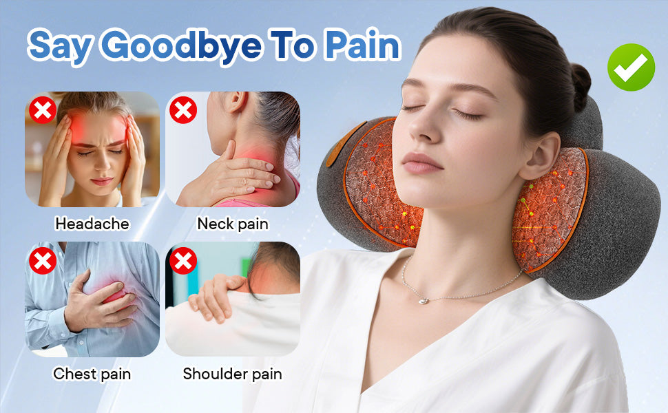 3-in-1 Neck Massager Pillow with Heat, Deep Tissue Relief & Neck Traction, Cervical Support & Hump Corrector for Women and Men, Memory Foam Support for Pain Relief Deep Tissue